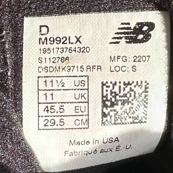 NEW BALANCE 992 M992LX WHEAT MADE IN USA Size 11.5 - Picture 10 of 10